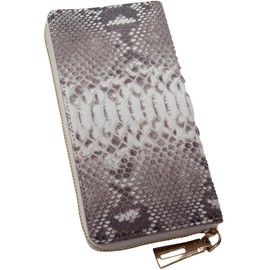 Bliss Leather, Genuine Diamond Python, 1 Piece Leather Long Wallet, Genuine Snake Leather, Round Zipper, pink [type2]