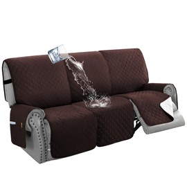 H.VERSAILTEX 100% Waterproof Recliner Sofa Cover Recliner Couch Cover for 3 seat Non Slip Reclining Couch Cover for Dog Washable Furniture Protector with Elastic Straps(Recliner Sofa, Chocolate)