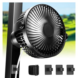 EXOEMTS Magnetic Golf Cart Fan Rechargeable, 10000mAh Battery, 4-Speed Quiet Cruise Fan with LED Light, 360° Portable Rotation, Strong Magnet Base, USB-C, Compatible with EZGO Club Car YAMAHA, 1 PCS