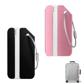 2PCS Baggage Tags Durable Aluminum Alloy Material Suitcase Tags Black and Pink Luggage Labels Suitcase ID Tag Set Baggage Labels Handbag Tag Labels for Checked Luggage Hand Luggage and Handbags