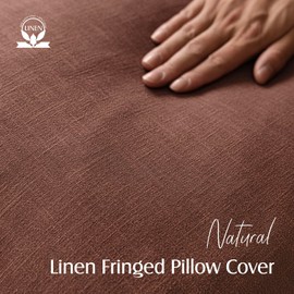 Foindtower Decorative Linen Fringe Throw Pillow Covers Cozy Boho Farmhouse Cushion Cover with Tassels Soft Accent Pillowcase for Chair Sofa Bed Living Room Home Decor, 20×20 Inch,1PC,Rust Red