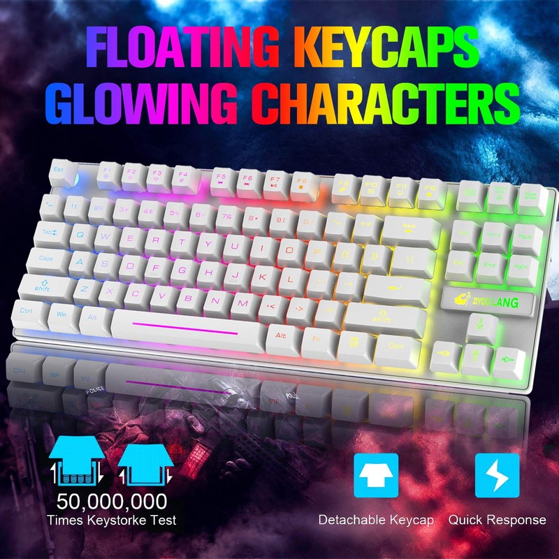 Wireless Gaming Keyboard and Mouse Combo with 87 Key Rainbow