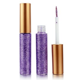 DekRion Glitter-Eyeliner,Purple Giltter-Eyeliner, Long-lasting Waterproof Eye-Glitter Makeup, Silver, Gold, Pink Green High-pigmented Colorful Eye Liner Liquid