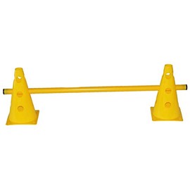 Hurdle for coordination training, endurance training for children as well as team sports, e.g. football, handball, etc. 2x MZK: 23 cm, yellow / 1x rod: 100 cm, yellow