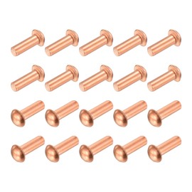 sourcing map 30 Pcs 13/64" x 35/64" Round Head Copper Solid Rivets Fasteners