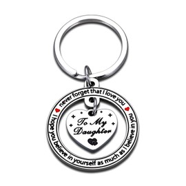 Gifs for Daughter off to College Keychain Gift from Mom Adult Daughter Little Girl Birthday Wedding Graduation Birthday Gift for Teenage Teen Kids Stepdaughter from Mother Christmas Gifts