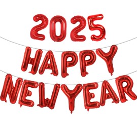 Red Happy New Year 2025 Balloons, 16 Inch Happy New Year Balloons Red,New Years Eve Party Supplies 2025 Balloons Red, New Years Decorations 2025,NYE Balloons, New Years 2025 Balloons