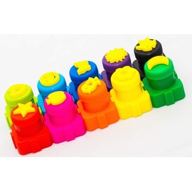 Copper Top - 10PCS Colour Interlocking Finger Paint with Fun Stamps – Nontoxic Washable Paints - Safe Finger Paints Kit for Kids Toddlers Babies Adults Gift Set