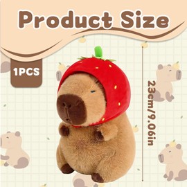 1PCS Capybara Plush, Capybara Plush Toy, Strawberry Capybara Teddy, Soft Capybara Stuffed Animal, 23 cm Cotton Plush Toy, Ideal for Boys And Girls Birthday Gifts, Home Decor