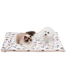 Bidason Pet Cushion, Bed, With Corner Cords, Can Be Used in Cages, Reversible, Fluffy, Soft, Warm, Cute, Square, Mat, Pet Sofa, Thermal Comforter, For Dogs and Cats, All Year, Washable
