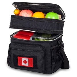 Lunch Bag for Men, Atripack Double Deck Tactical Lunch Box Work with Shoulder Strap MOLLE Webbing Large Lunch Cooler Leakproof Insulated （Black）