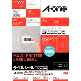 A-One 31260 Label Stickers, Removable, A4, 30 Sides, 100 Sheets