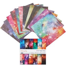 Scrapbook Paper, 14 Sheets Craft Scrapbooking Paper Pad 12x12 Inch Starry Sky Pattern Single-Side Printing Cardstock Paper Supplies for Crafting Card Making Decorative Background Art Abum Scrapbooking