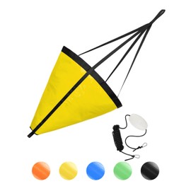 BLUEWING 32" Drift Sock Sea Anchors with Buoy Ball Float Leash 840D Nylon Parachute Drift Anchor Fishing Drogue for Marine Boat/Jet Ski/Sail Boat Yellow