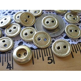 13MM Textured Brass Color mKET Metal Sew on Buttons 20L 1/2" Gold Color 2 Hole Crafts Sewing Embellishment notions Knit Crochet 18 Pieces