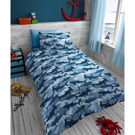 GC GAVENO CAVAILIA Microfiber Shark Duvet Set | Dogfish Kids Bedding Single Boys | Luxury Breathable Quilt Cover Bedset, Multi