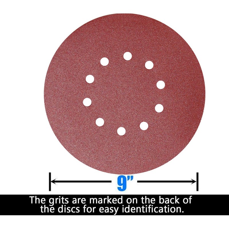 Tonmp 10 Pack 9-Inch 10 Hole 120 Grit Drywall Sandpaper
