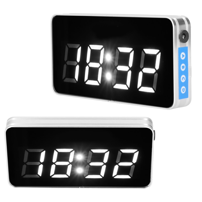 Desk Clock Glass Mirror Luminous Function LED Display Perpetual Calendar