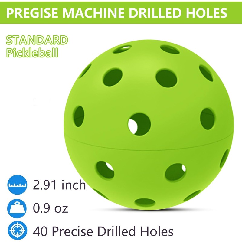 12 Pack Pickleball Balls, 40 Holes Outdoor Pickleballs, High Elasticity