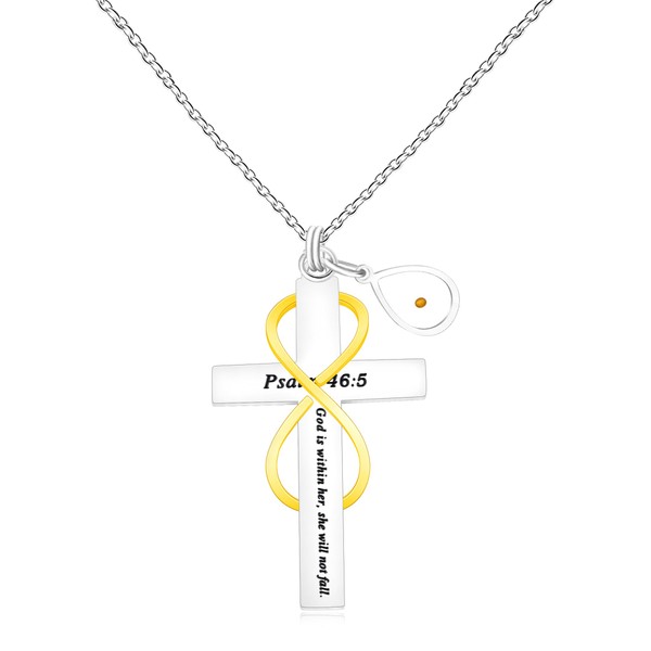 Uloveido Eternal Cross Faith Necklace Stainless Steel Mustard Seeds Infnity