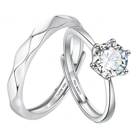 Hoisy Matching Rings for Couples His and Her Rings I Love You Couple Ring 925 Sterling Heart Cz Cz Adjustable Rings