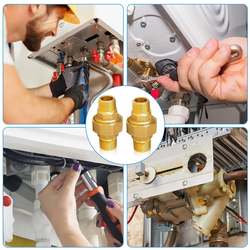 Pack of 2 Brass Screw Connection 1 Inch 1 Inch