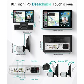 10.1 inch Single Din Car Stereo with FM/RDS Wireless Carplay Android Auto Backup Camera, Sellrich Single Din Detachable Screen Radio Support Bluetooth YouTube MirrorLink EQ USB/AUX/TF SWC
