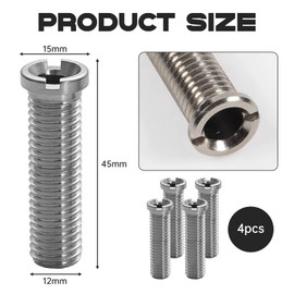 Pack of 4 Hollow Screw Sink, Hollow Screw for Strainer Basket Valves, M12 x 45 mm Stainless Steel Hollow Screw Sink, 45 mm Sink Screws, Suitable for Kitchen Sinks, Strainer Basket Sinks, Sink