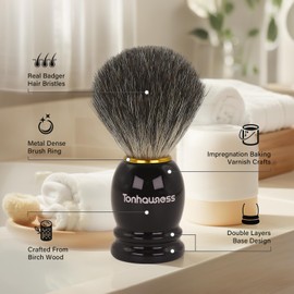 Shaving Brushes Kit For Men, 4 In 1 Shaving Brush Set Includes Badger Hair Shave Brush, Stainless Steel Shaving Bowl, Shaving Stand and Soap