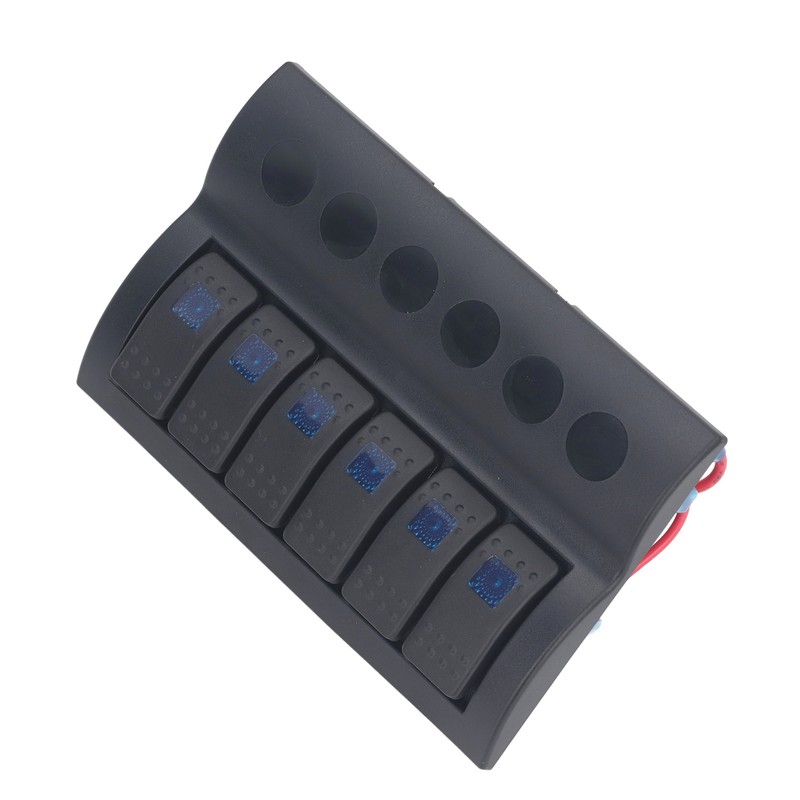 Electrical Switch Panel 6 Gang Pre Wired Blue LED Switch