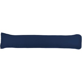 Pavla-Outlet Plain Dyed Fabric Draught Excluder Hollowfibre Filled Draught Stopper Cushion Bottom of Door/Window Draft Guard/Energy Saver Draft Insulator - 90x18cm (Navy, Pack of 1)