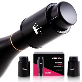 VINABON Tapones de vino al vacío 2023 - Ahorro de vino, tapón de botella de vino (juego de 2)