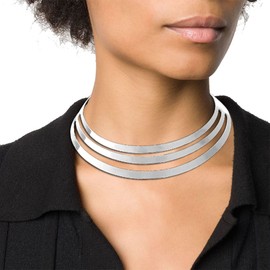 deladola African Choker Necklace Multi-Layer Gold Plated Chokers Boho Statement Necklaces Jewelry Accessories for Women (silver)