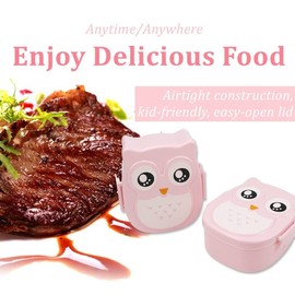 Bento Box Para Niños, Fiambrera Cajas Bento1050 Ml, Con Diseño De Búhos De Dibujos Animados, Sin BPA, Bonito Y Simple Para Niños, Contenedor De Comida Para Escuela Y Viajes (Rosa)