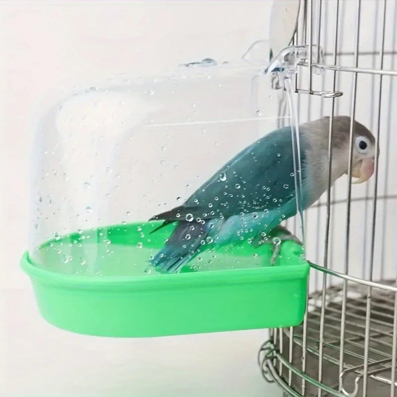 OKONOS Transparent Bird Bath Tub Splash-Proof Cage Hanging Bathing Box