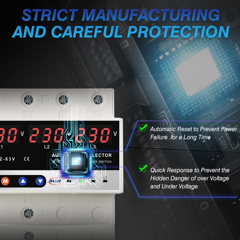 Multifunctional Microcontroller Based 3P Voltage Protector Digital Display Voltage Meter