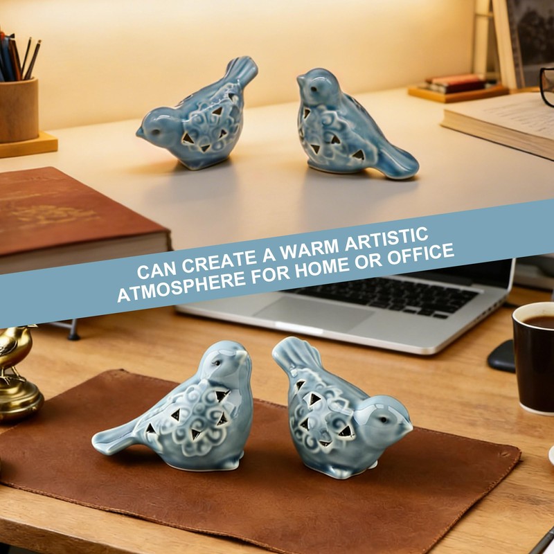 Jeukwud Set of 2 Ceramic Bird Figurines, Ceramic Bird Statues