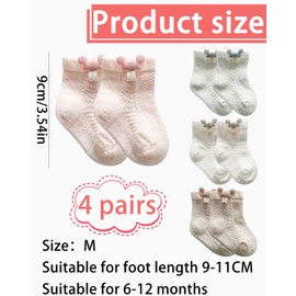 BPTRKOM 4 Paar Baby Socken (1-3 Jahre alt) – Weiche Baumwolle ABS Anti-Rutsch Socken für Kinder mit Tierdesign –Antirutschsocken Kinder(Atmungsaktives Netz)