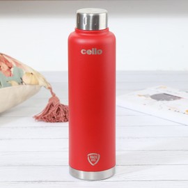 CELLO Duro Top Double Wall Stainless Steel Water Bottle, 1 Unit, 750 ml, Red
