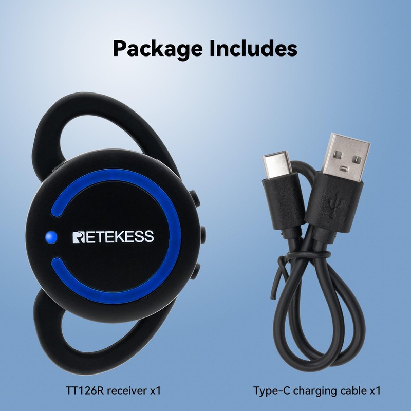 Retekess TT126 Plant Tour Guide System Ear Receiver, Communication Device,