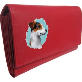 Klassek Jack Russell Womans Red Purse Dog Lover Owner Brand Image on Real Animal Leather RFID Puppy Accessory Gift