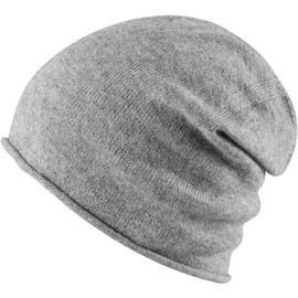 MSTRDS Unisex Cashmere Slouch Beanie Hat with 40% Cashmere for Men and Women, Mottled light grey