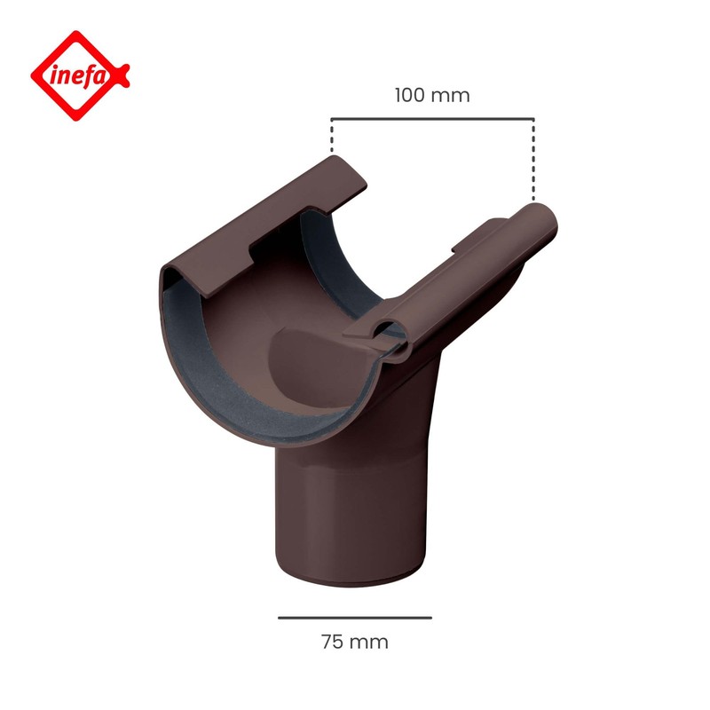 INEFA Drain pipe semi-circular, PVC NW100/DN75 dark brown, hanging pipe
