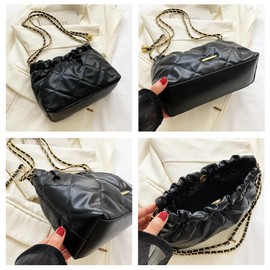 JiaDanweng Damen Leder Crossbody Bag Schwarz Henkeltasche Schultertasche Handtaschen Handy Umhängetasche Elegant für Frauen - Groß Handytasche mit Schultergurt, Klein Shopping Tasche