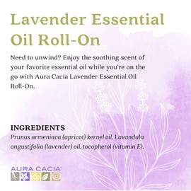 Aura Cacia Lavender Essential Oil Roll-On | GC/MS Tested for Purity | 9.2 ml (0.31 fl. oz.)