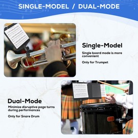 Somivrusa Trumpet Marching Lyre 2 in 1 Adjustable Trumpet & Snare Drum Marching Band Lyre, Music Flip Folder with 10 Double-Sided Folio Pages Marching Band Accessory