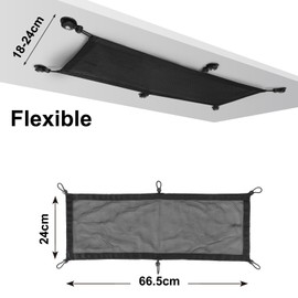 WurdeWindig Cable Management Net Under Desk, Cable Manager Kit,Flexible Under Desk Mesh, PC Cable Organization,Hide Cables For Desktop,Black, 66.5 * 24cm.