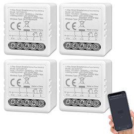 ANTELA Smart Relay Switch WLAN and Bluetooth 10 A 1 Channel, Compatible with Alexa, Smart Life App, Timer and Countdown, 2.4 GHz, 4 Pieces