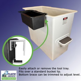 Plastic Tool Tray - Bucket Mounted - Large - Outside Mount - Heavy Duty (2025 Version)