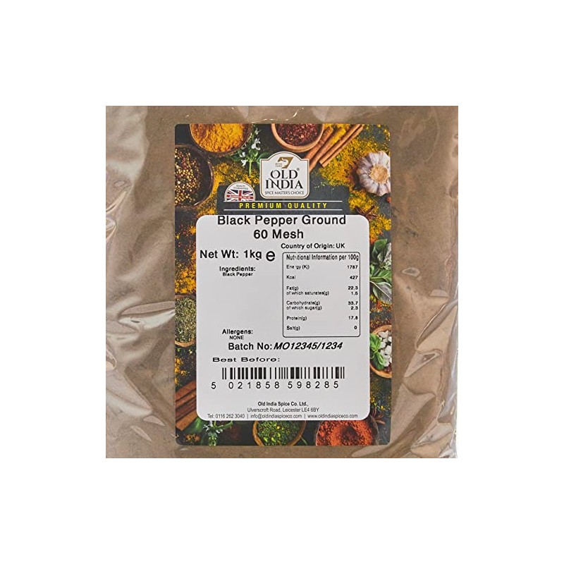 Old India Black Pepper Ground 60 Mesh 1kg